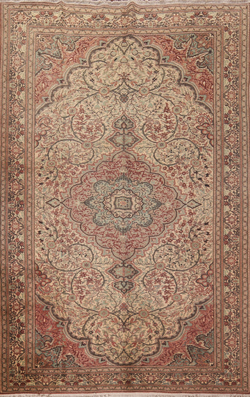 Vintage Floral Wool Anatolian Turkish Area Rug 7x10