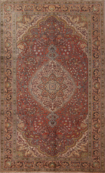 Orange Wool Floral Anatolian Oriental Area Rug 7x10