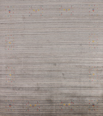 Earth Tone Wool Striped Gabbeh Square Area Rug 8x8