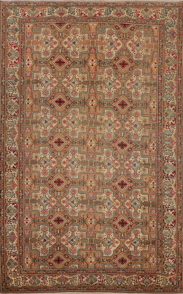 Beige & Orange Anatolian Turkish Area Rug 6x10