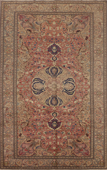 Pink Floral Wool Anatolian Turkish Area Rug 7x10