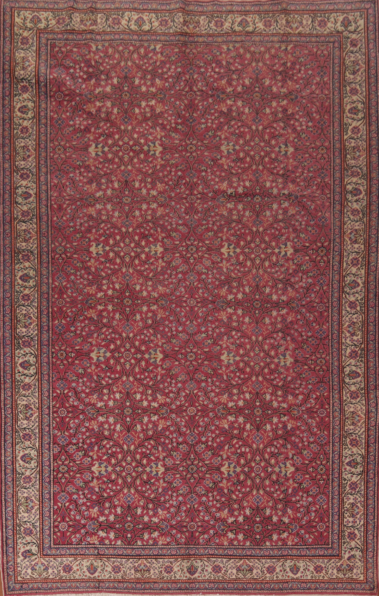 All-Over Pink Floral Anatolian Turkish Area Rug 7x10
