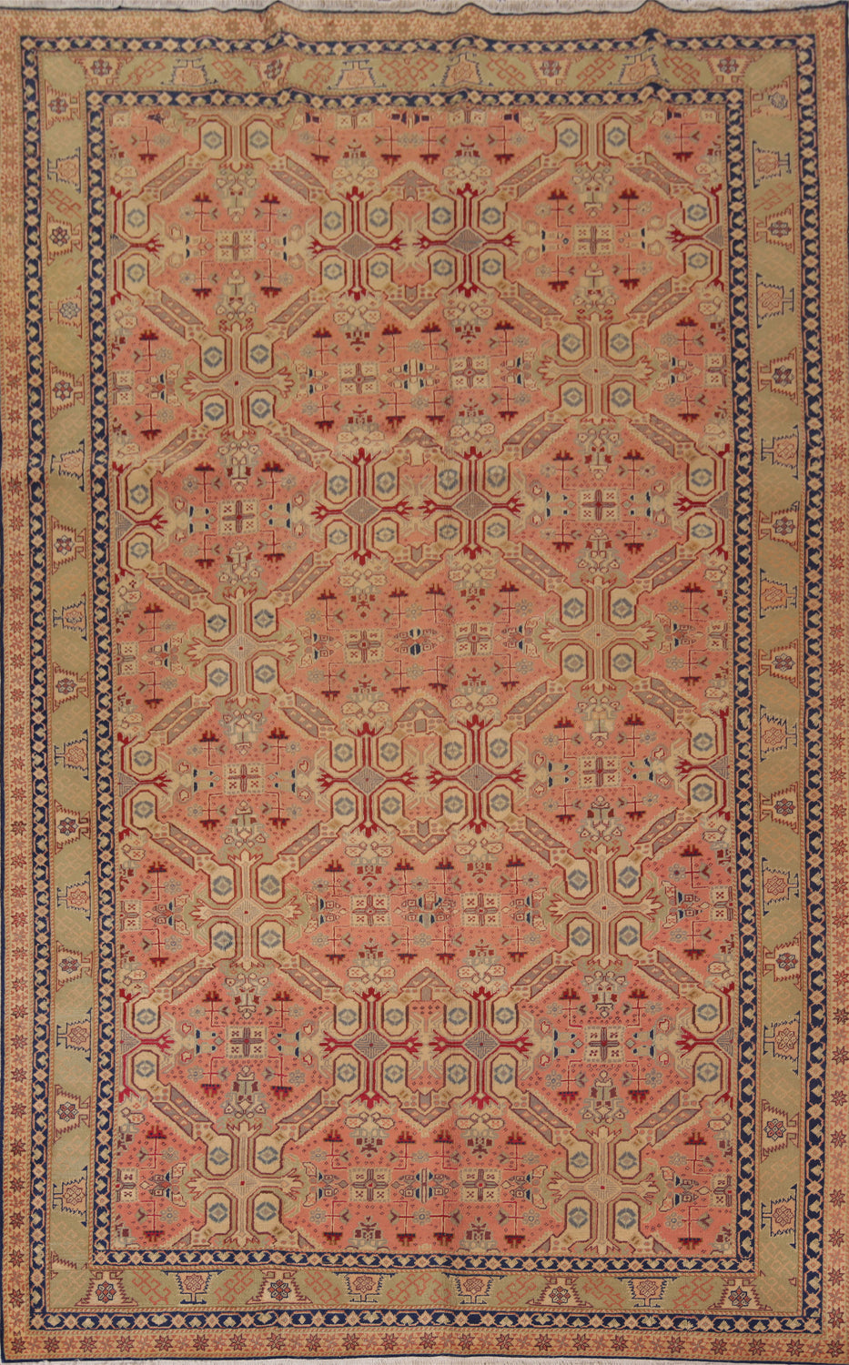 Pink Geometric Anatolian Turkish Area Rug 6x10