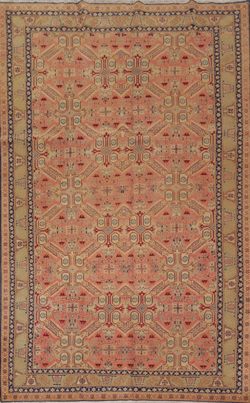 Pink Geometric Anatolian Turkish Area Rug 6x10