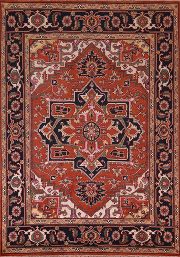 Geometric Wool Heriz Serapi Indian Area Rug 8x10