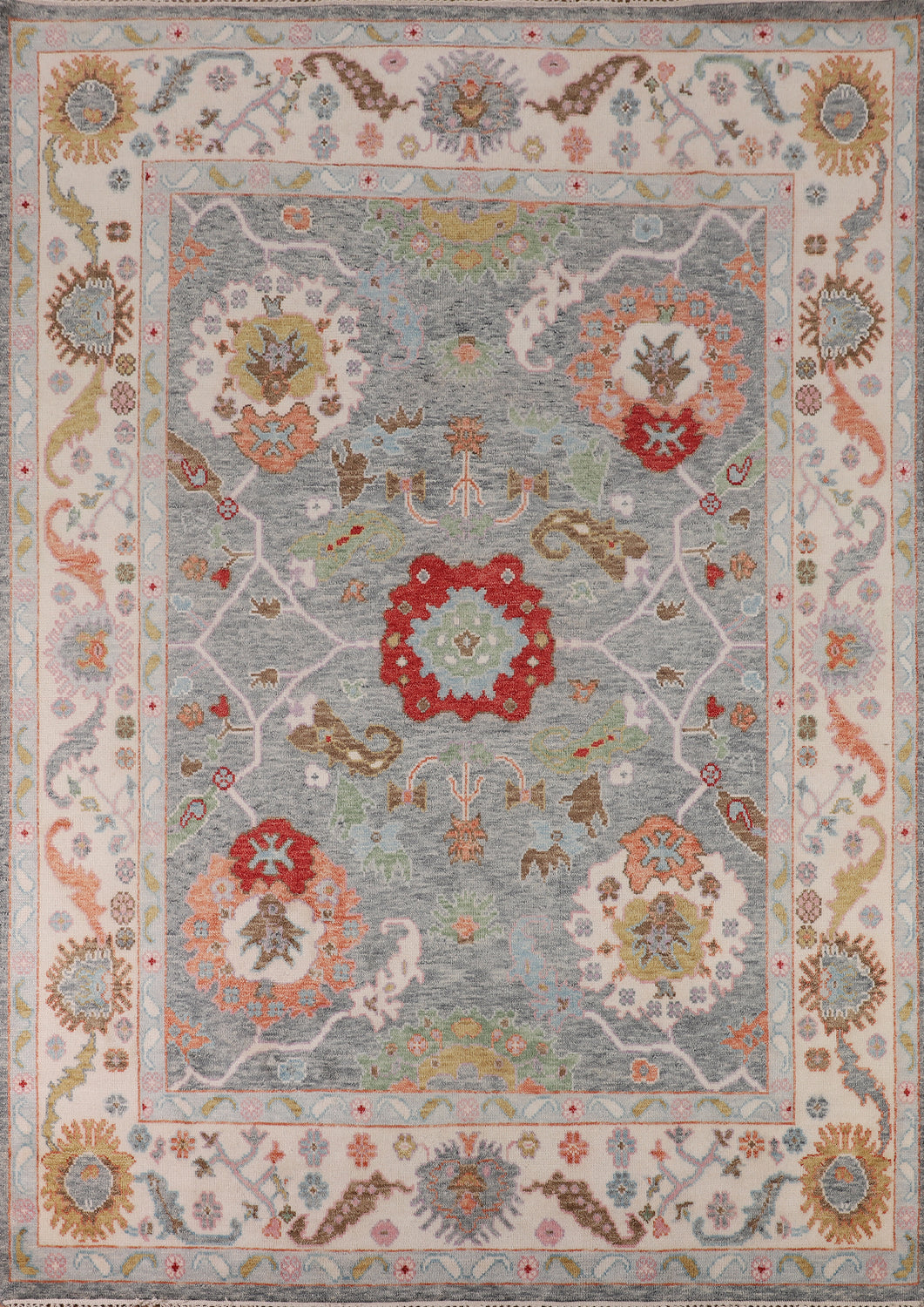 Handmade Floral Wool Oushak Indian Area Rug 8x10