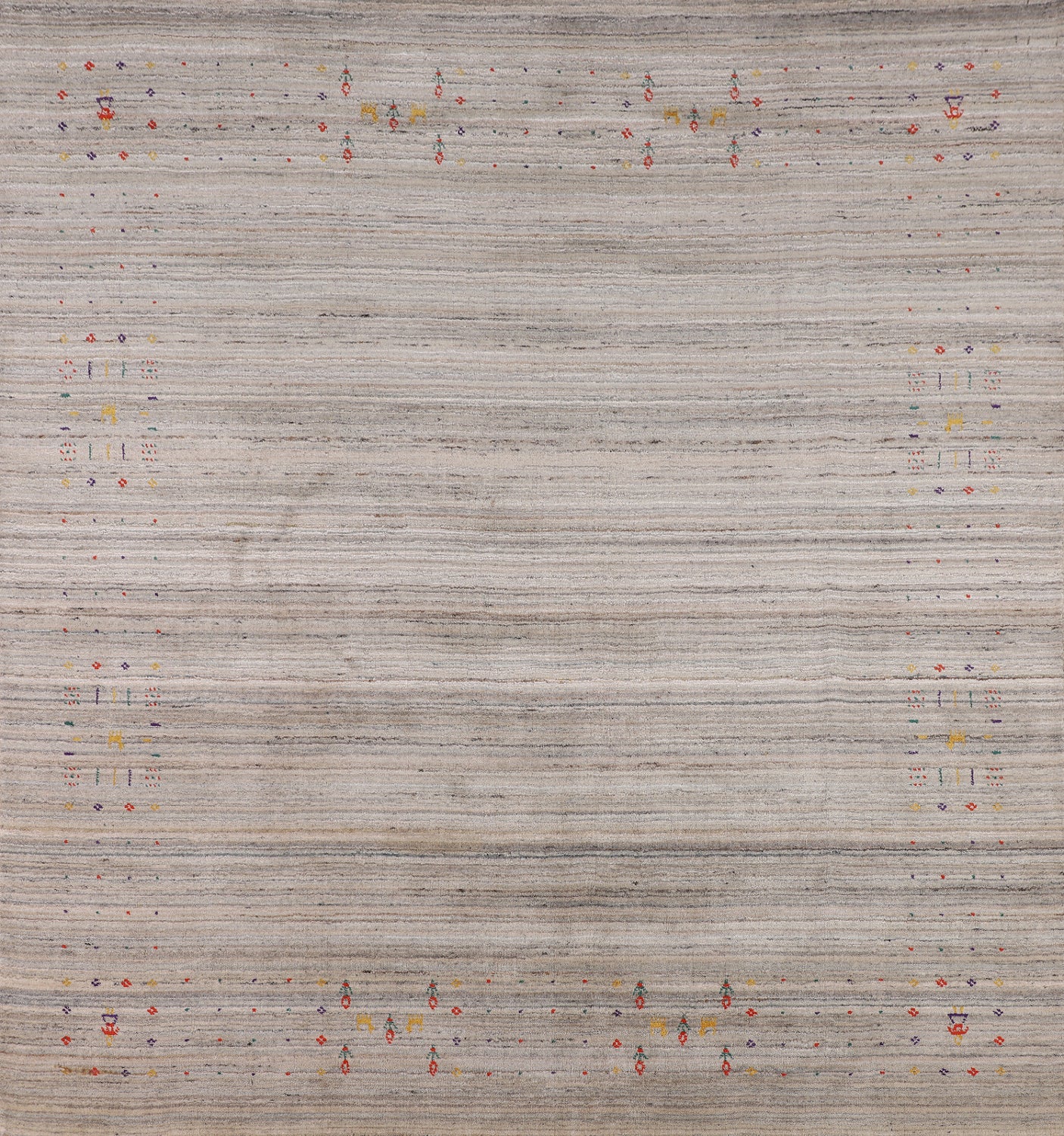 Earth Tone Wool Gabbeh Square Area Rug 8x8