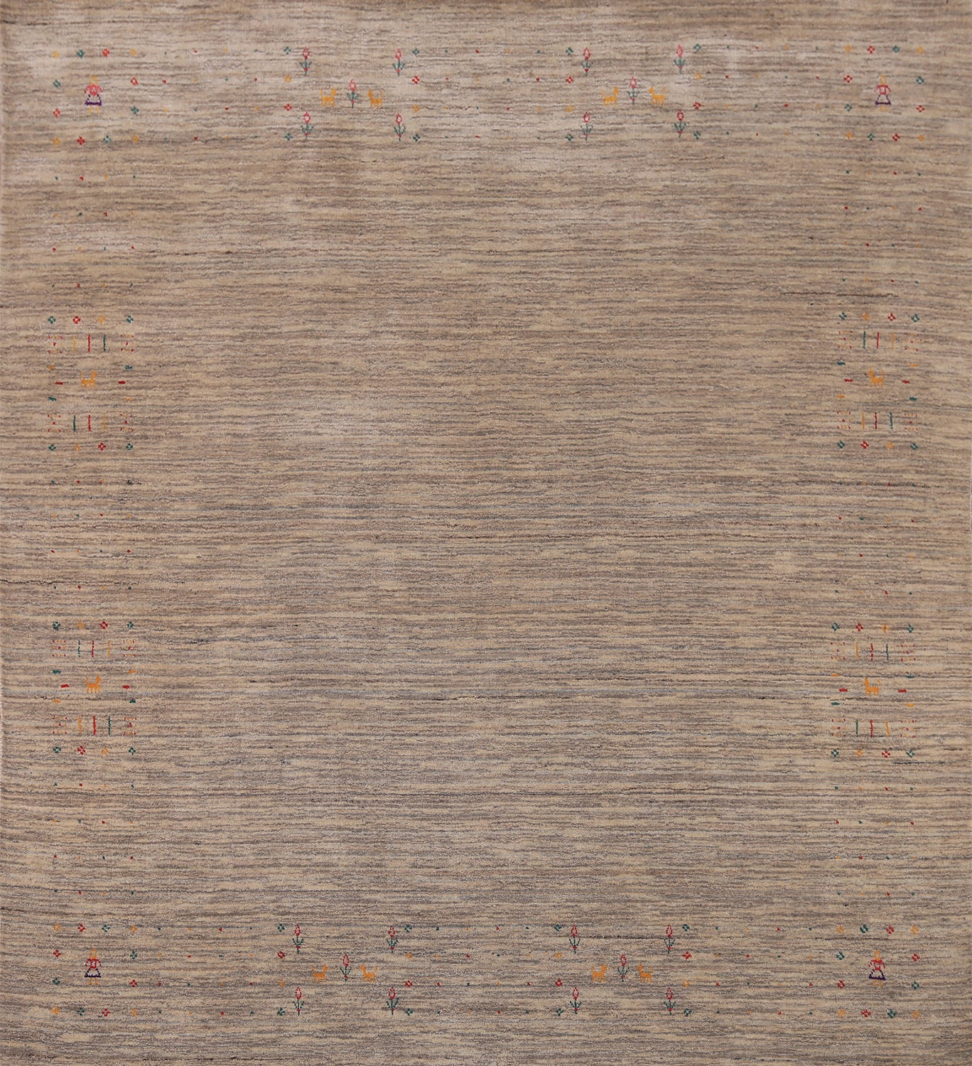 Striped Wool Tribal Gabbeh Square Area Rug 8x8