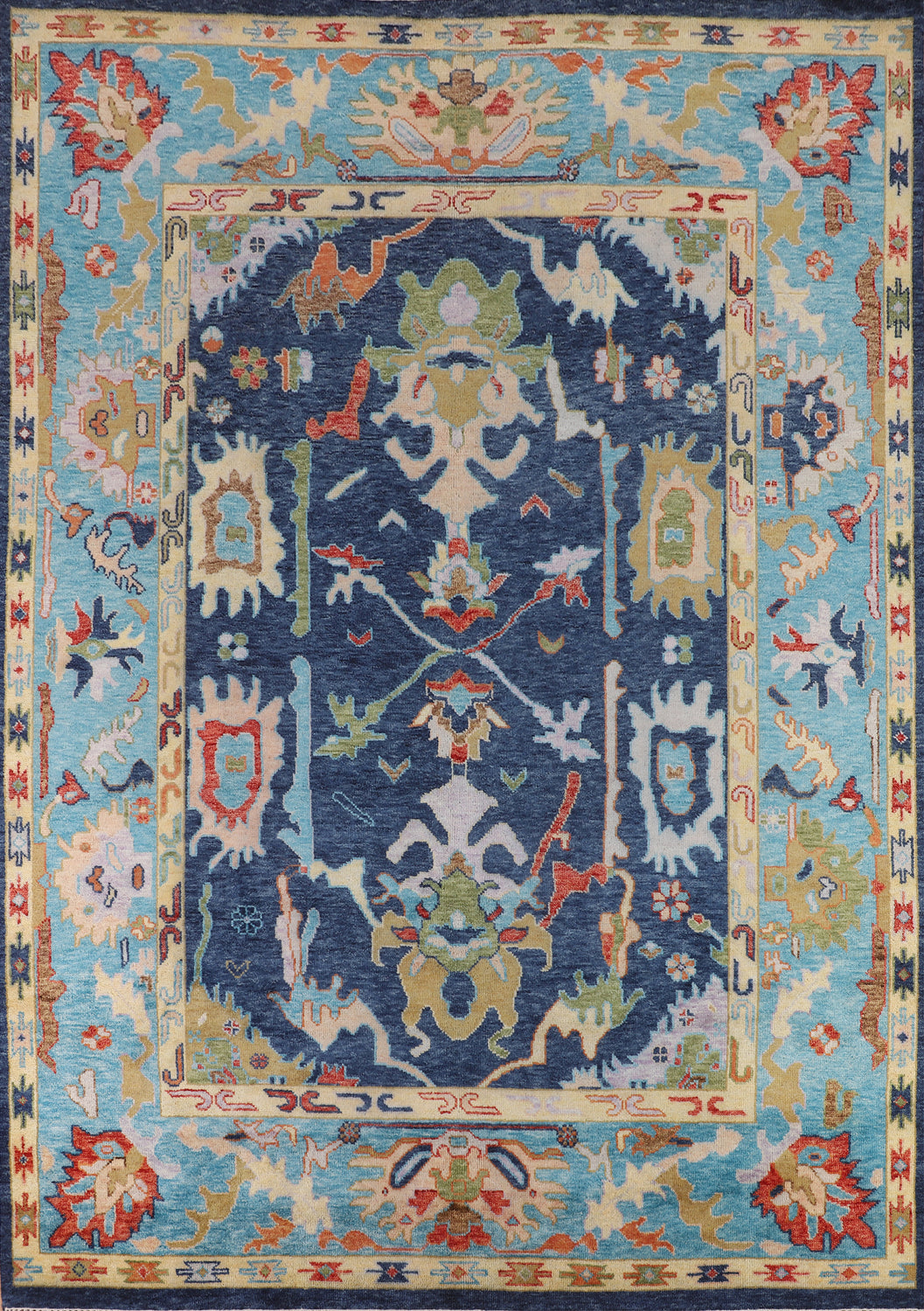 Handmade Blues Oushak Indian Area Rug 9x12