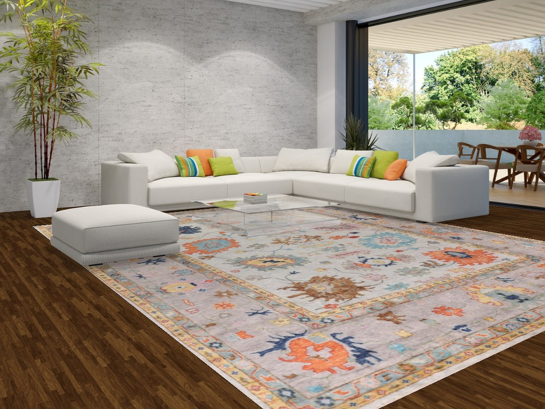 All-Over Floral Oushak Oriental Large Rug 12x15