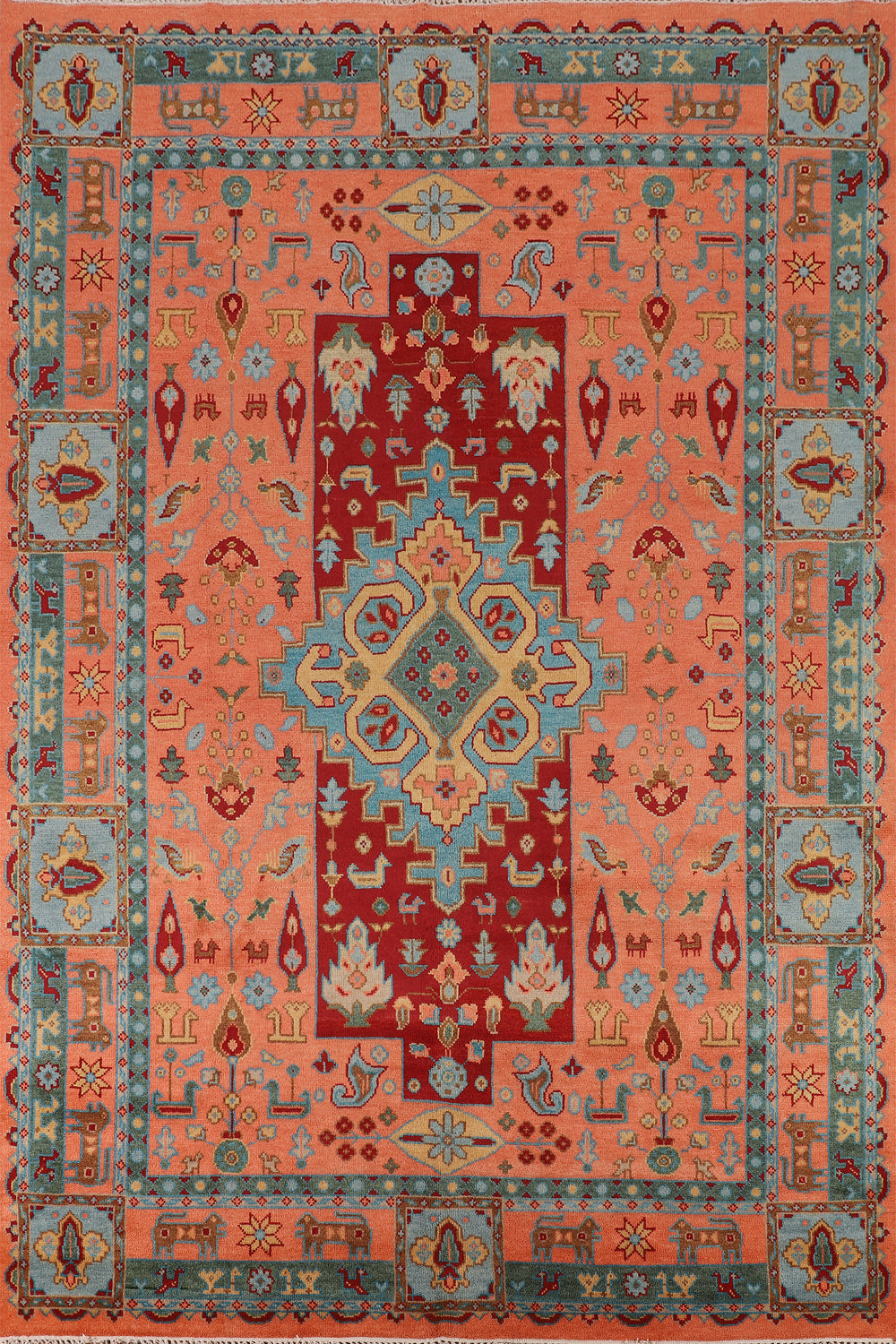 Tribal Geometric Kazak Oriental Area Rug 9x12