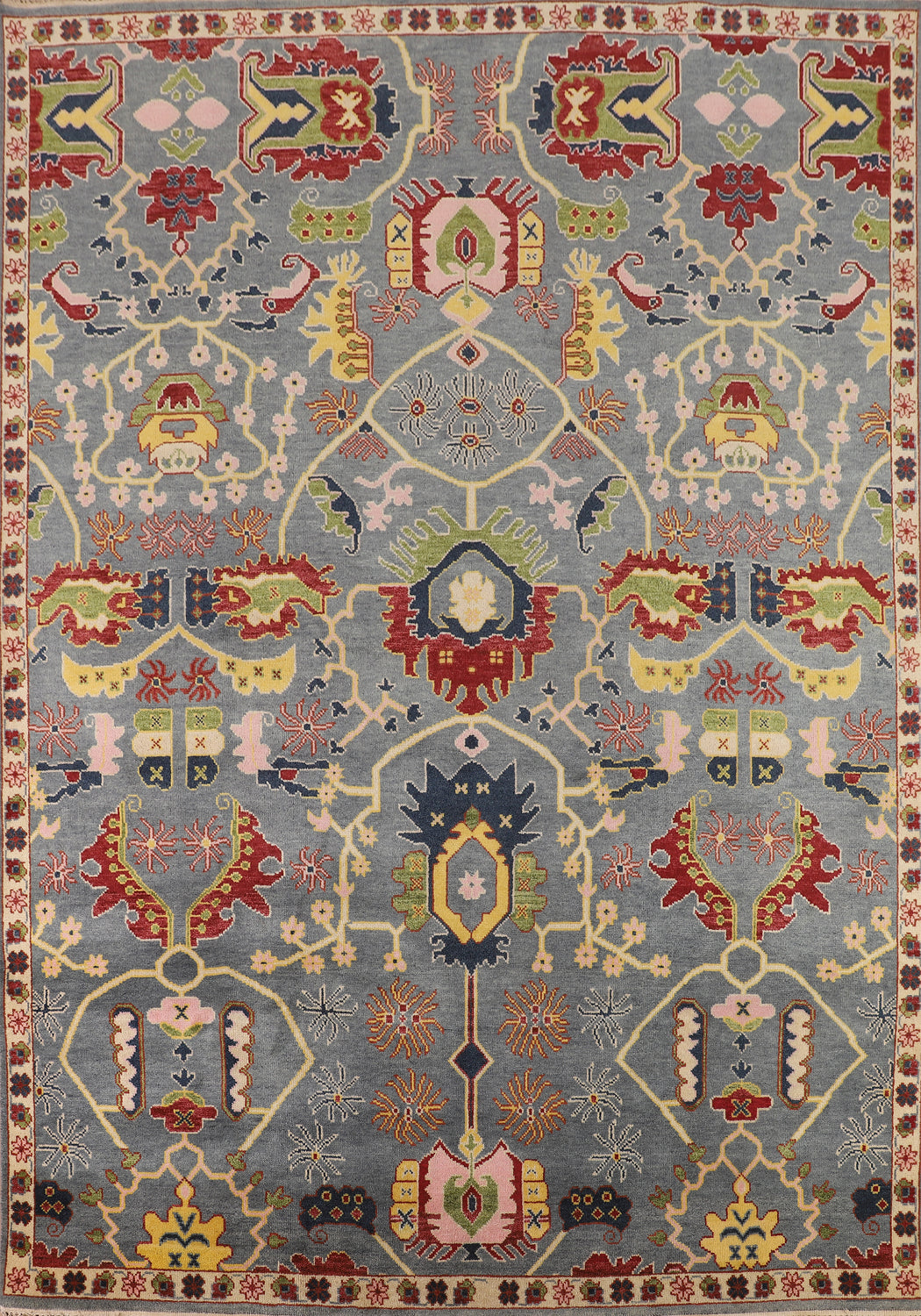 All-Over Handmade Wool Oushak Indian Area Rug 9x12