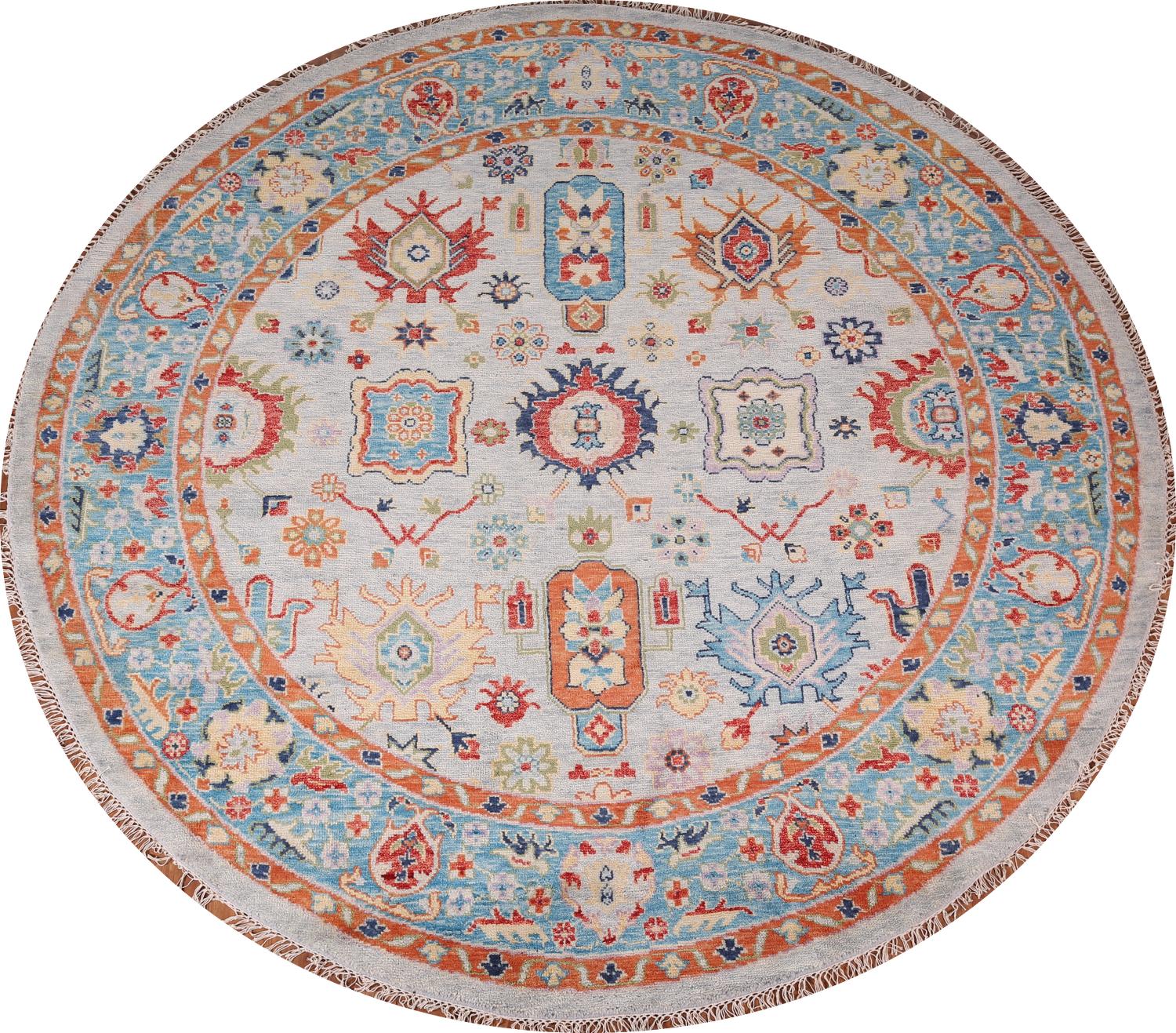 Handmade Wool Oushak Indian Round Rug 9x9