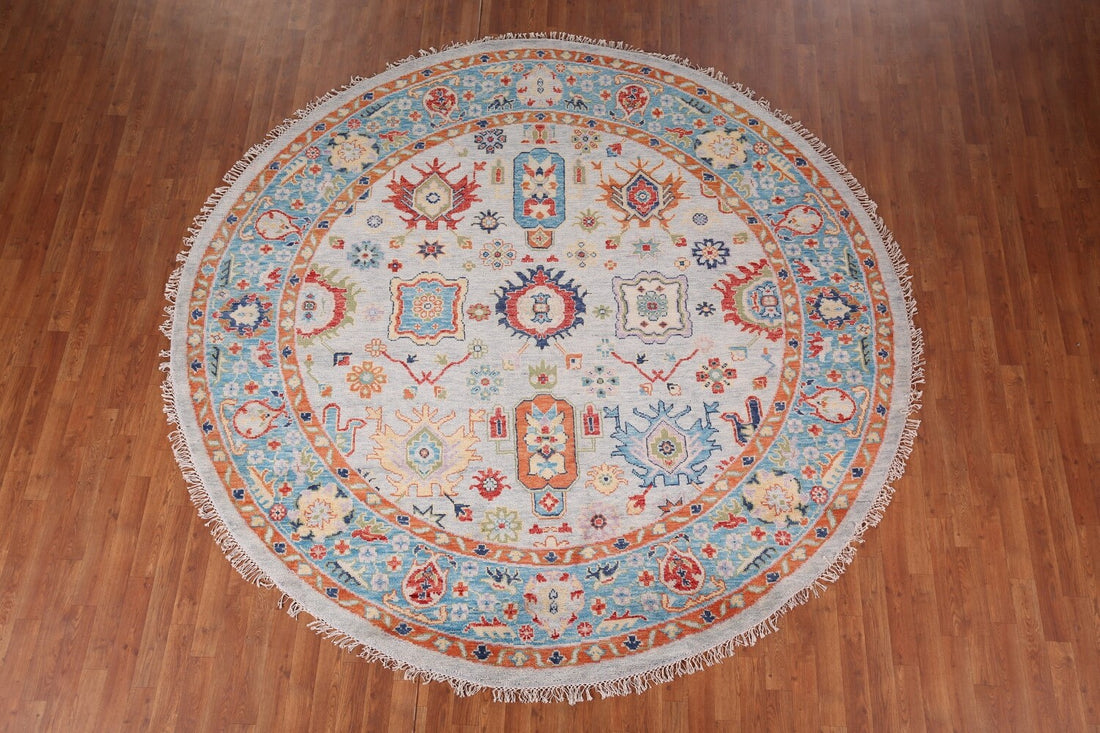 Handmade Wool Oushak Indian Round Rug 9x9