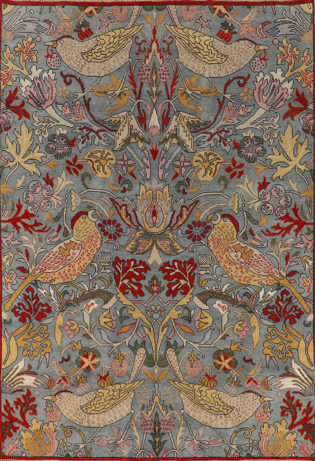 Animals Design Floral Gray Ziegler Indian Area Rug 9x12