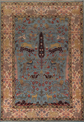 Hunting Animals Blue Ziegler Oriental Area Rug 9x12