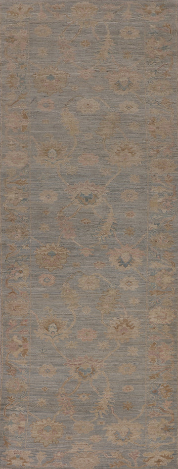 Vegetable Dye Oushak Turkish Runner Rug 3x12