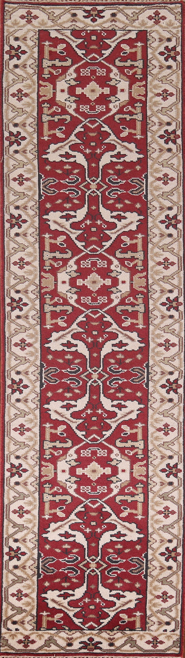 Red & Ivory Wool Oushak Oriental Runner Rug 3x11