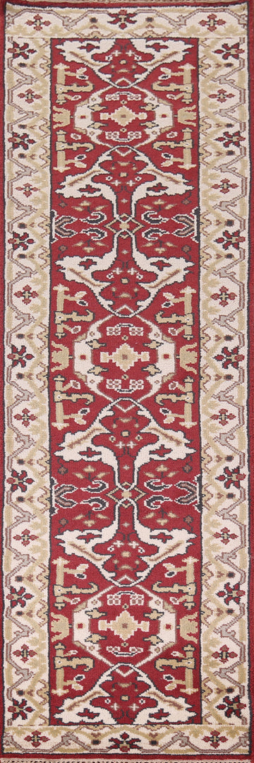 Red & Ivory Wool Oushak Oriental Runner Rug 3x10