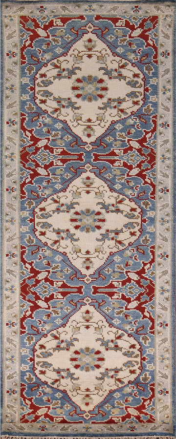 Light Blue Heriz Serapi Oriental Runner Rug 3x8