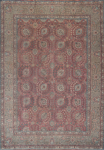 Vintage Pink Floral Tabriz Persian Area Rug 10x13