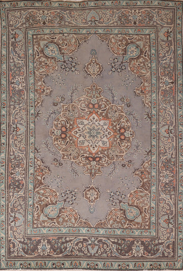 Distressed Wool Gray Tabriz Persian Area Rug 6x10