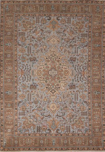 Vintage Gray Geometric Tabriz Persian Area Rug 6x10