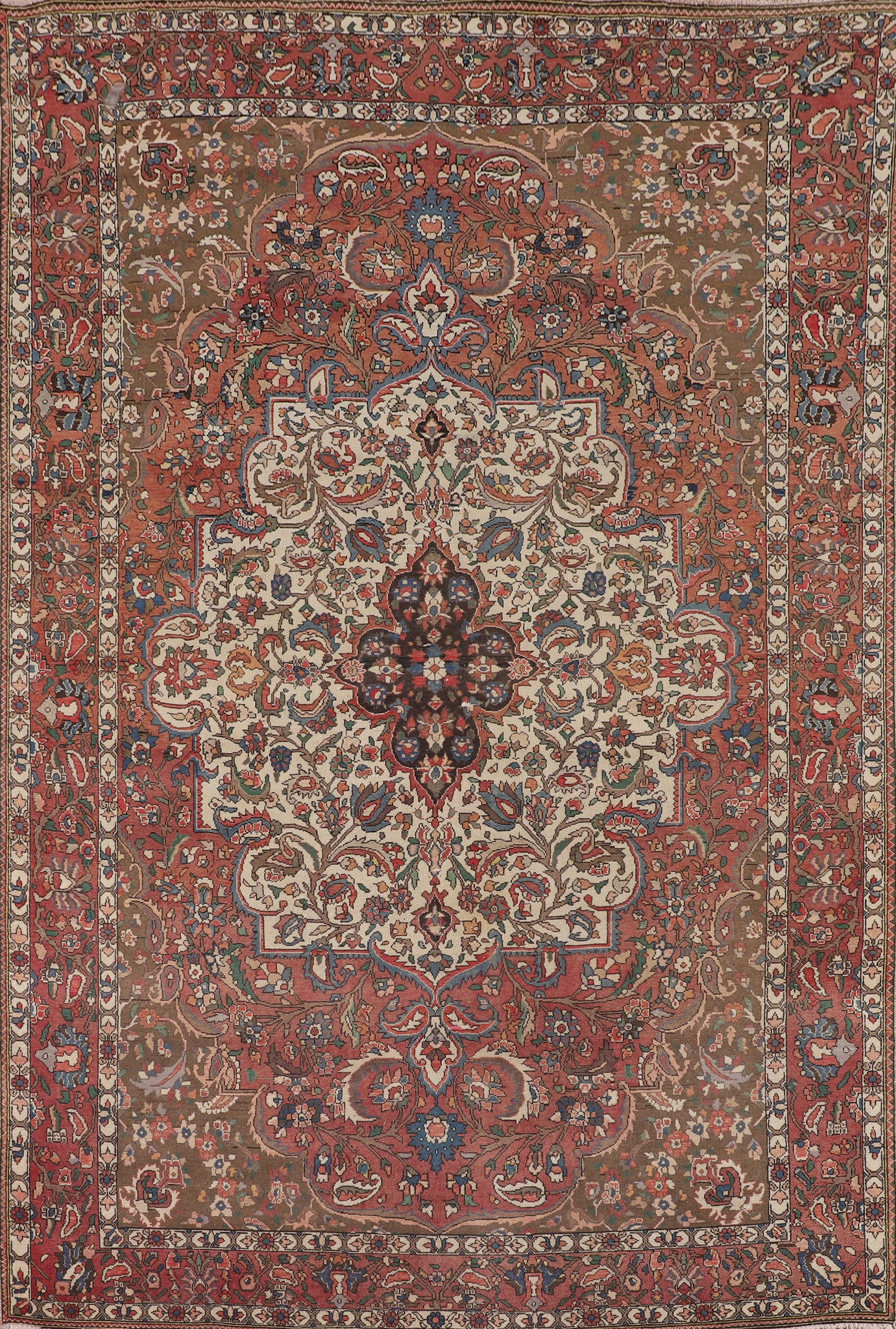 Antique Wool Handmade Bakhtiari Persian Area Rug 7x10