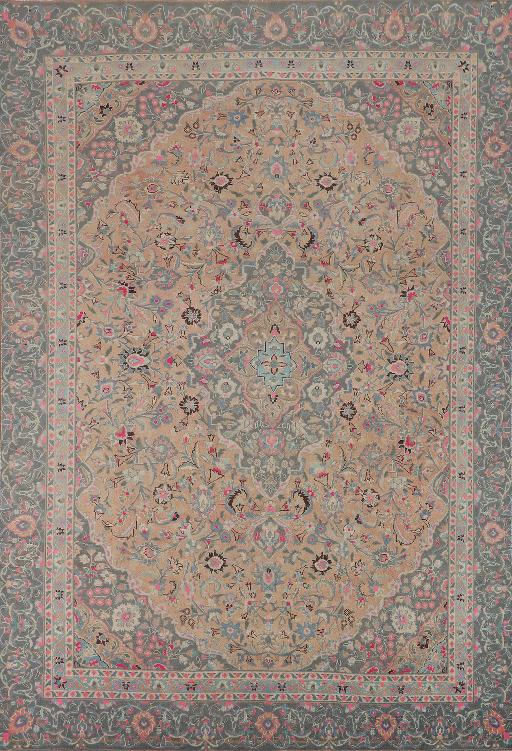 Handmade Wool Floral Mashad Persian Area Rug 8x12