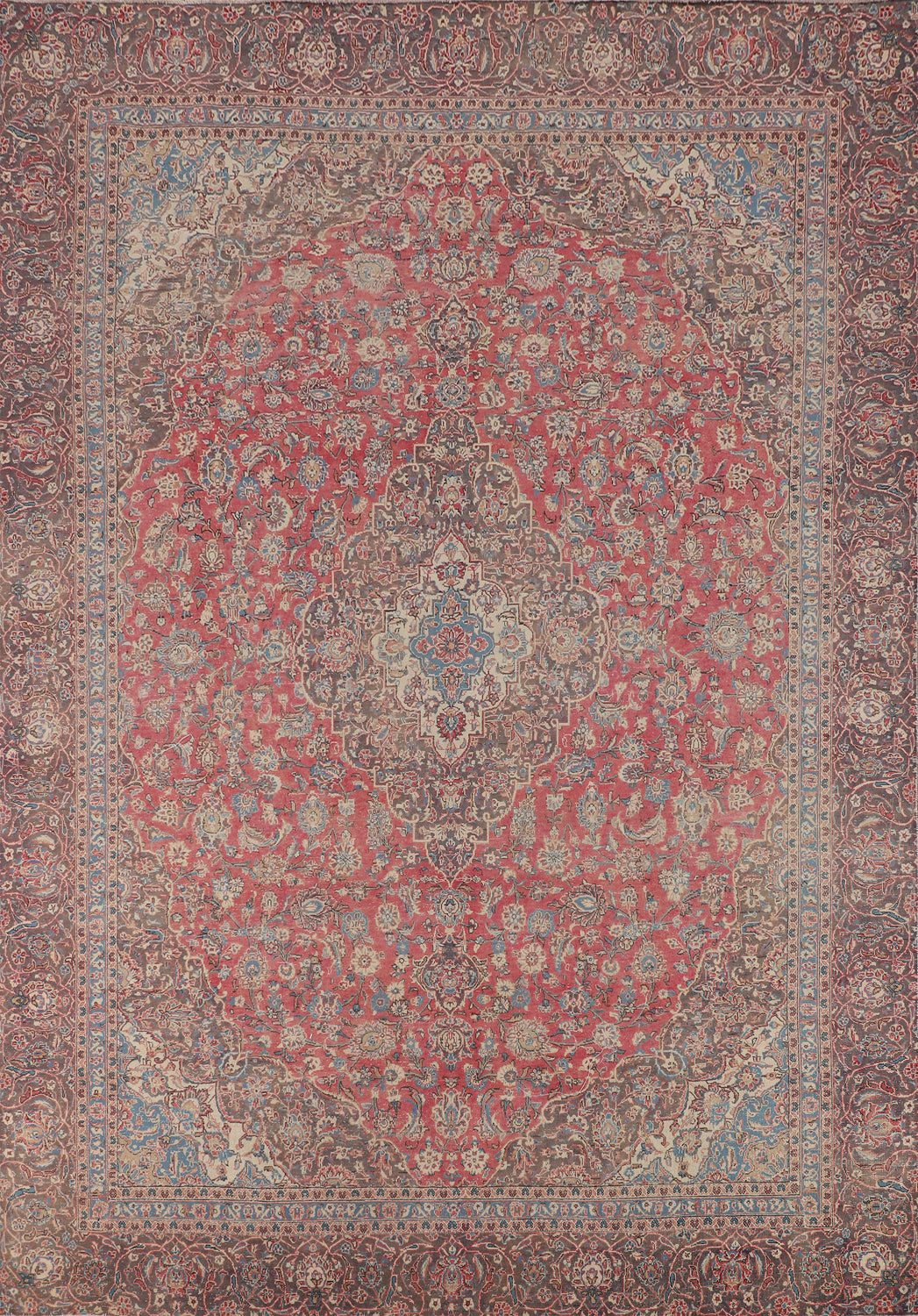 Traditional Pink Kashan Persian Area Rug 9x12
