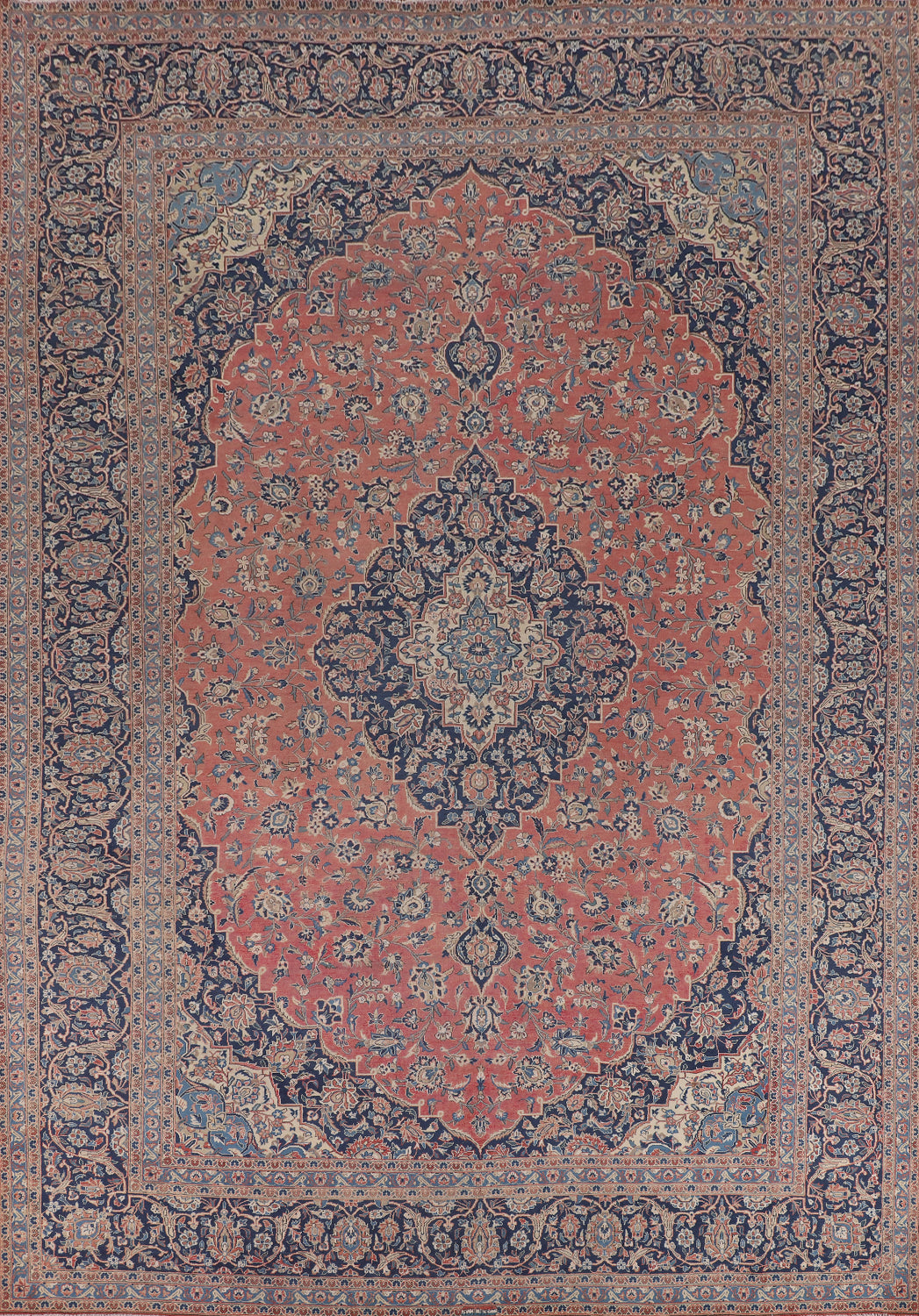Traditional Pink Kashan Large Persian Rug 10x14