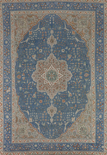 Handmade Blue Floral Tabriz Persian Area Rug 9x12