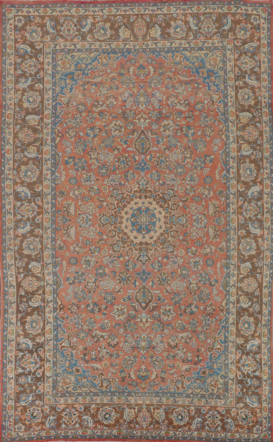Orange Wool Floral Kashan Persian Area Rug 8x13