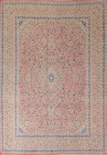 Floral Pink Kashan Persian Area Rug 10x13
