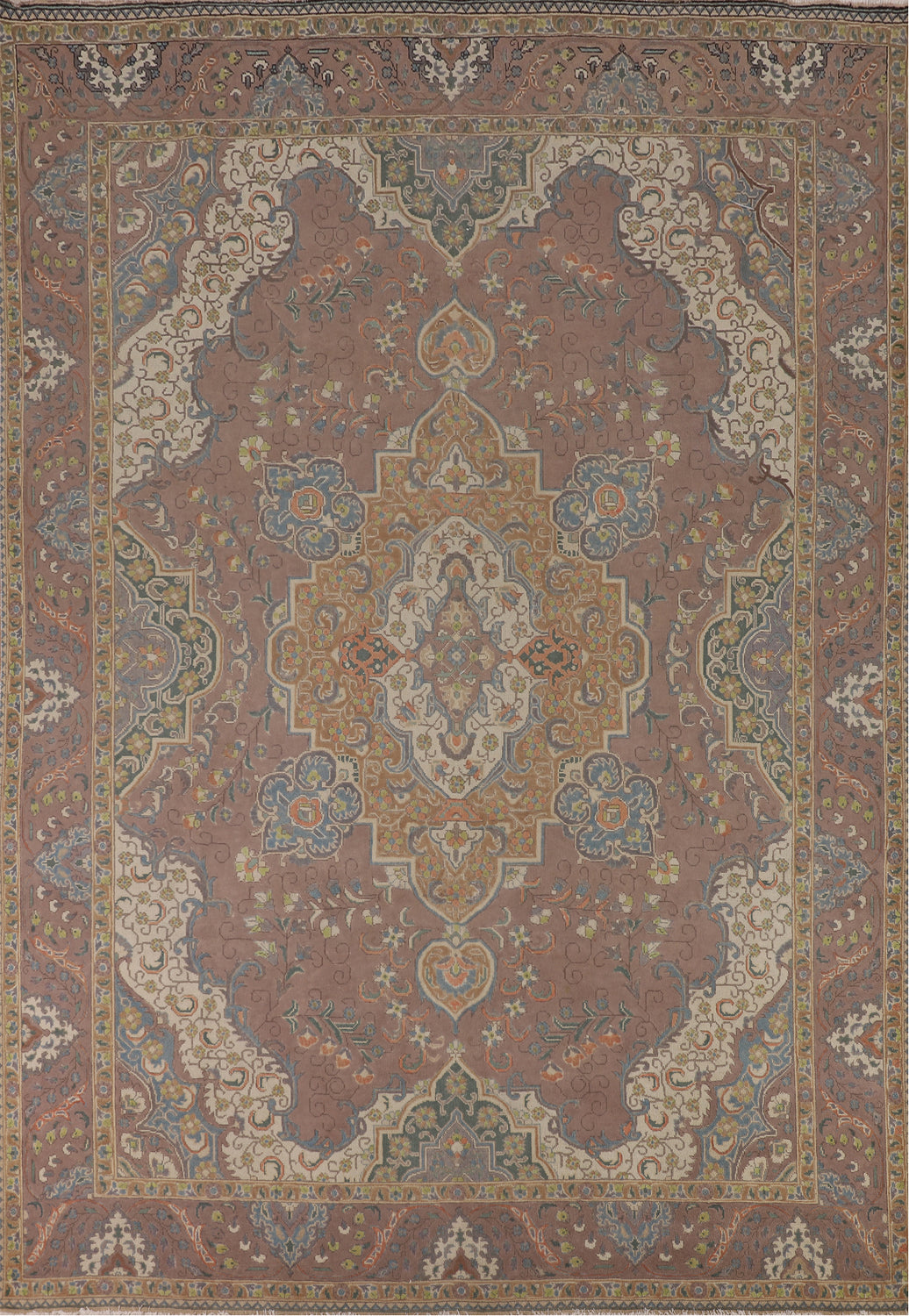 Brown Floral Tabriz Persian Area Rug 9x13