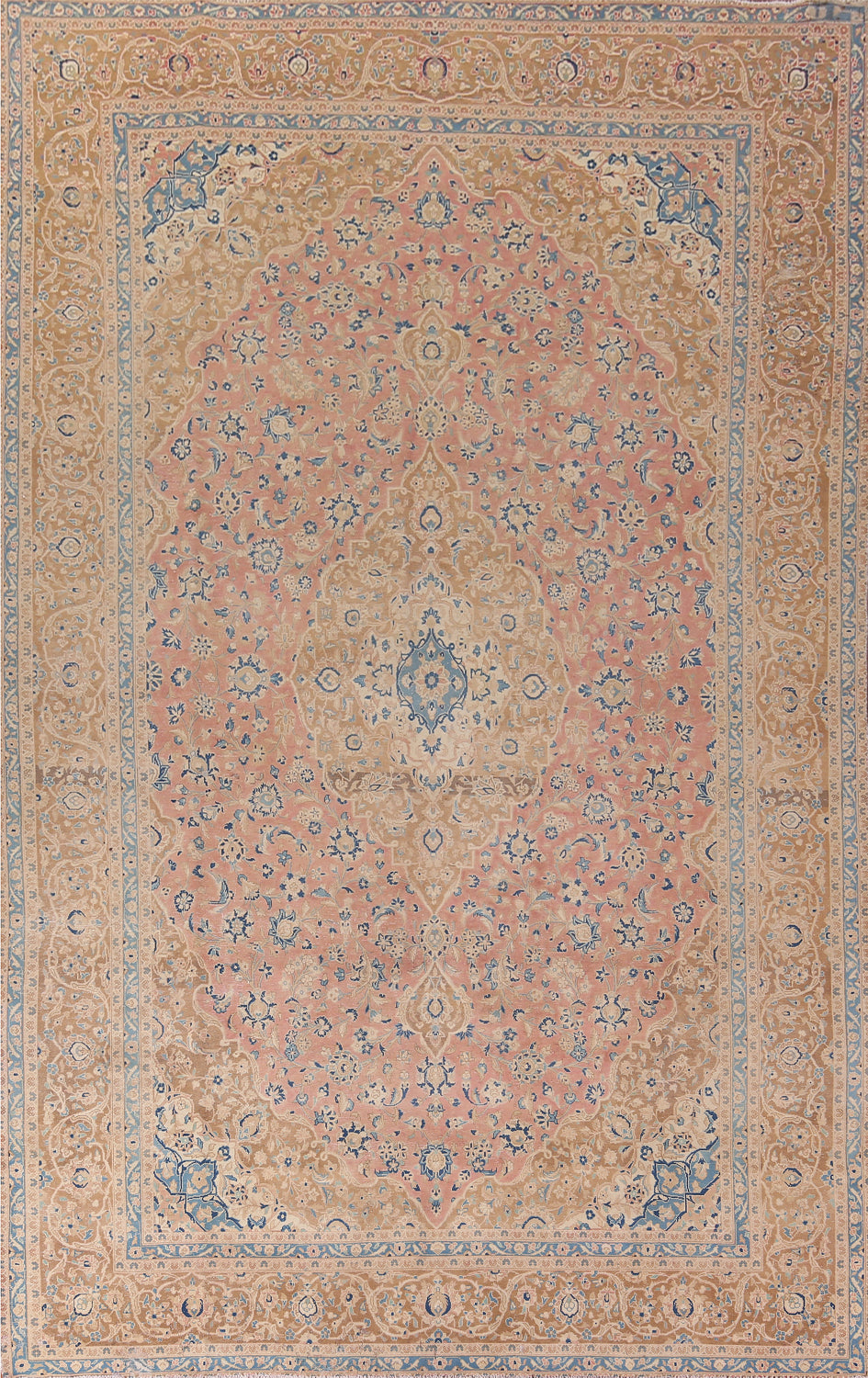 Traditional Pink Kashan Persian Large Rug 10x15