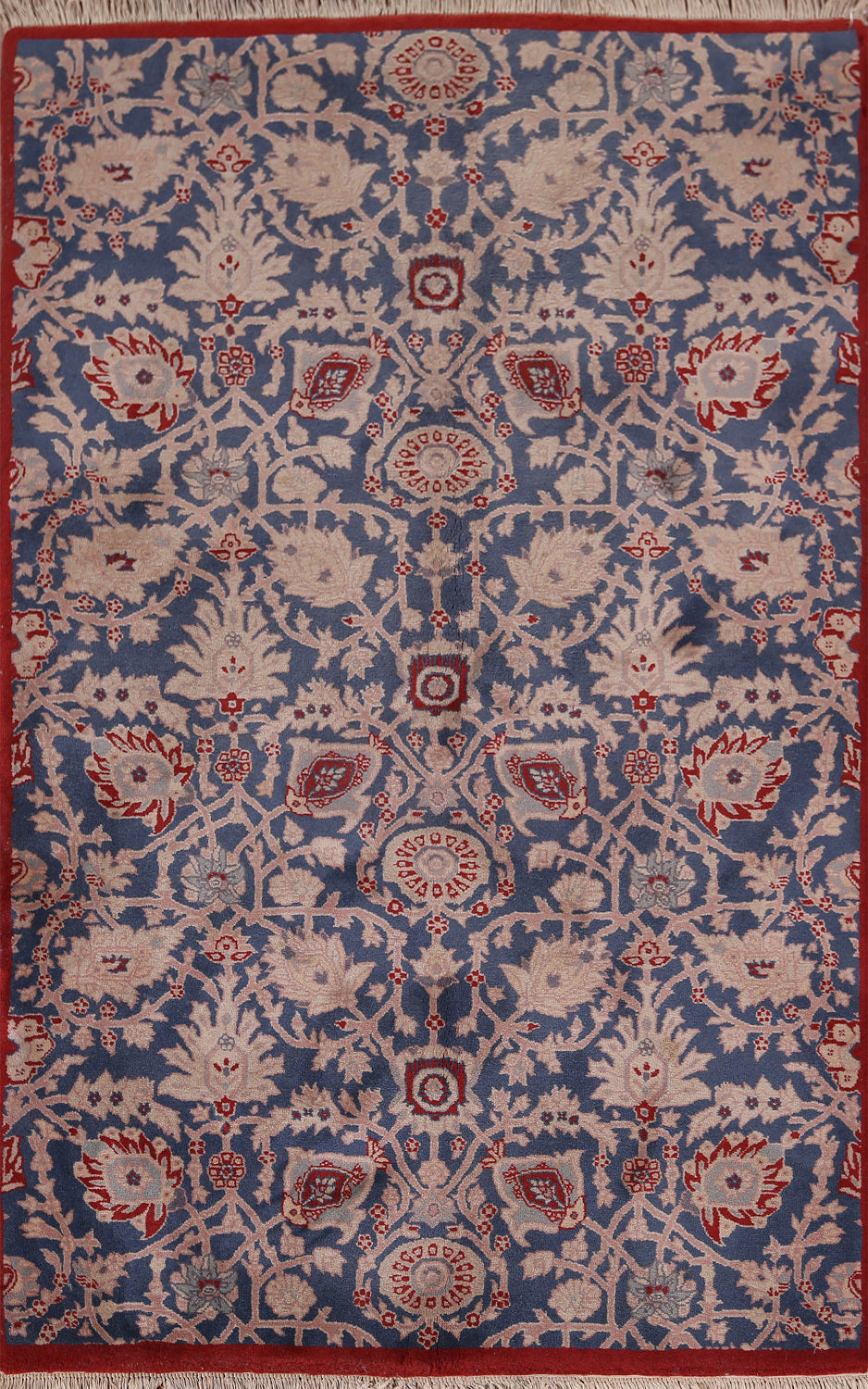 All-Over Blue Floral Agra Indian Accent Rug 4x6