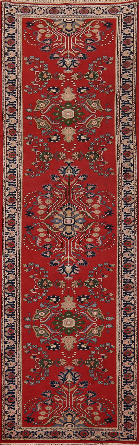 Floral Red Agra Indian Runner Rug 3x12