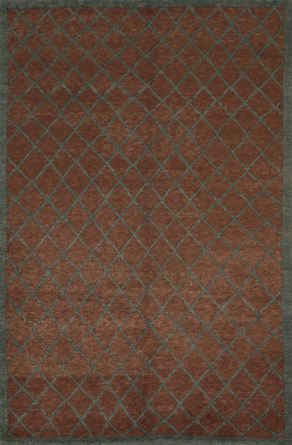 All-Over Brown Trellis Nepalese Oriental Area Rug 5x8