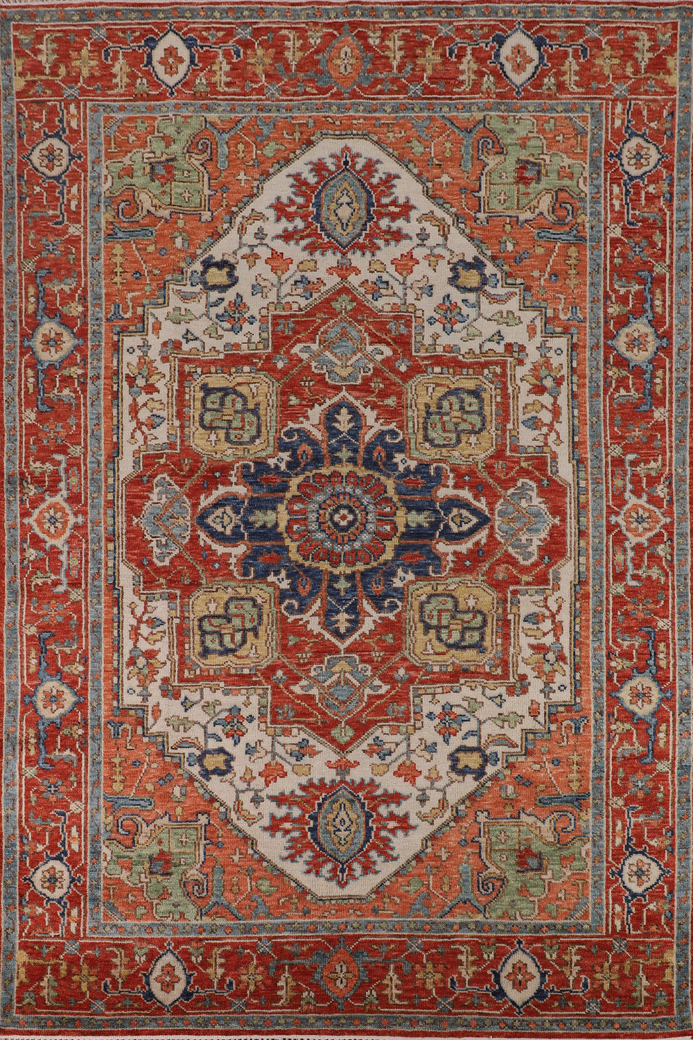 Orange & Ivory Heriz Serapi Indian Area Rug 9x12