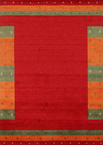 Handmade Red Gabbeh Indian Area Rug 6x8