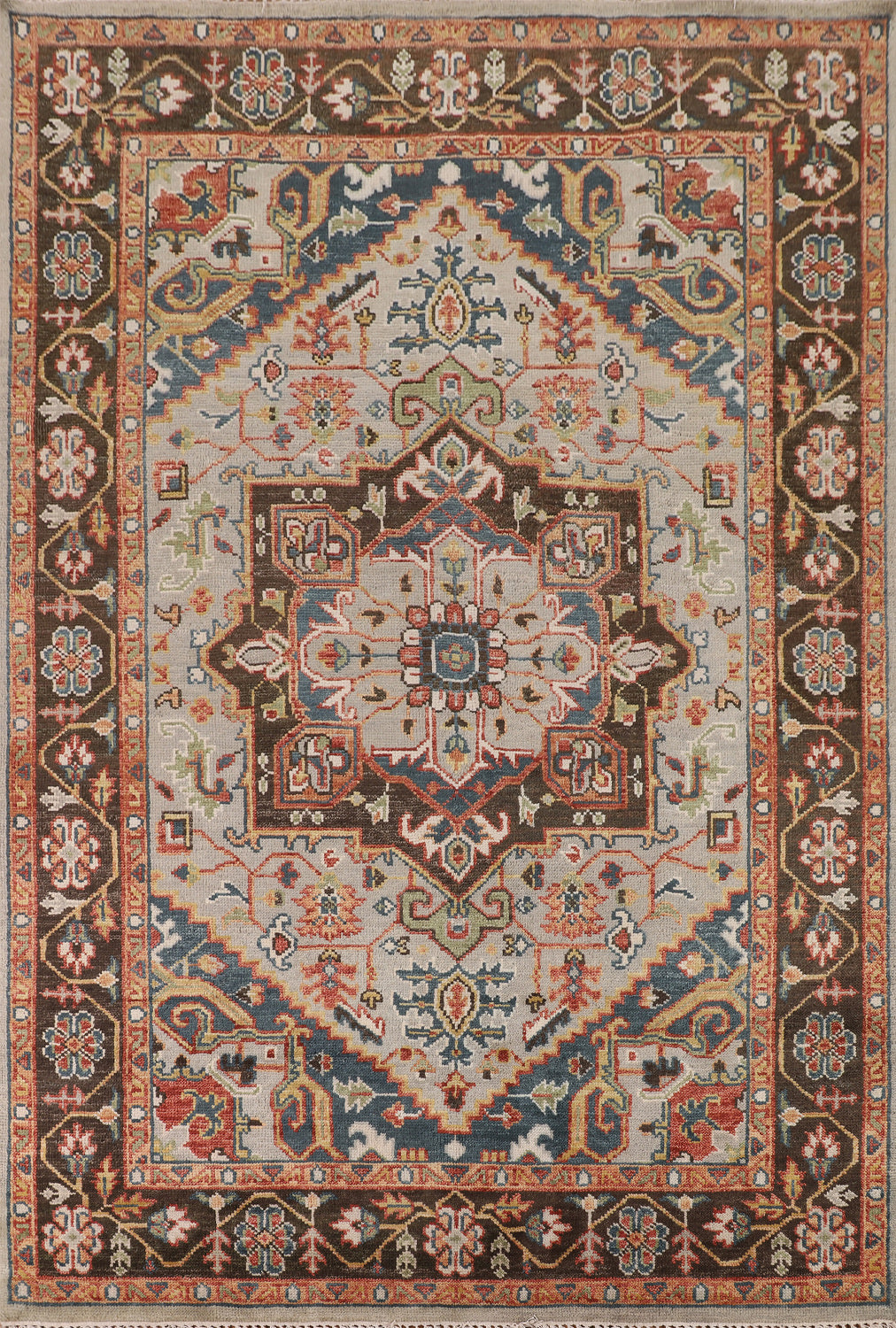 Geometric Wool Heriz Serapi Indian Area Rug 8x10