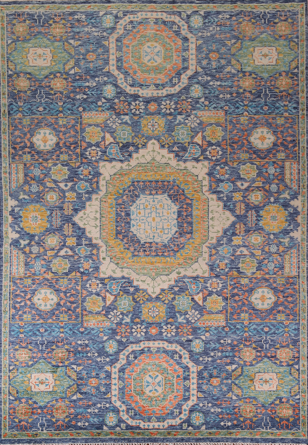 Blue Geometric Khotan Oriental Area Rug 9x12