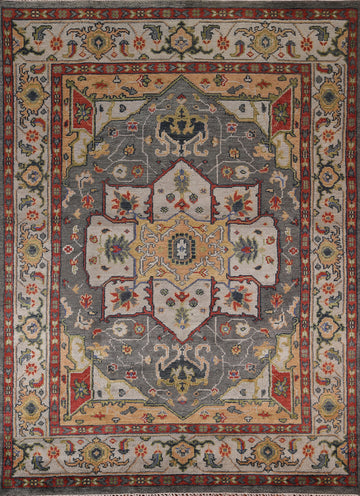 Geometric Wool Heriz Serapi Indian Area Rug 8x10