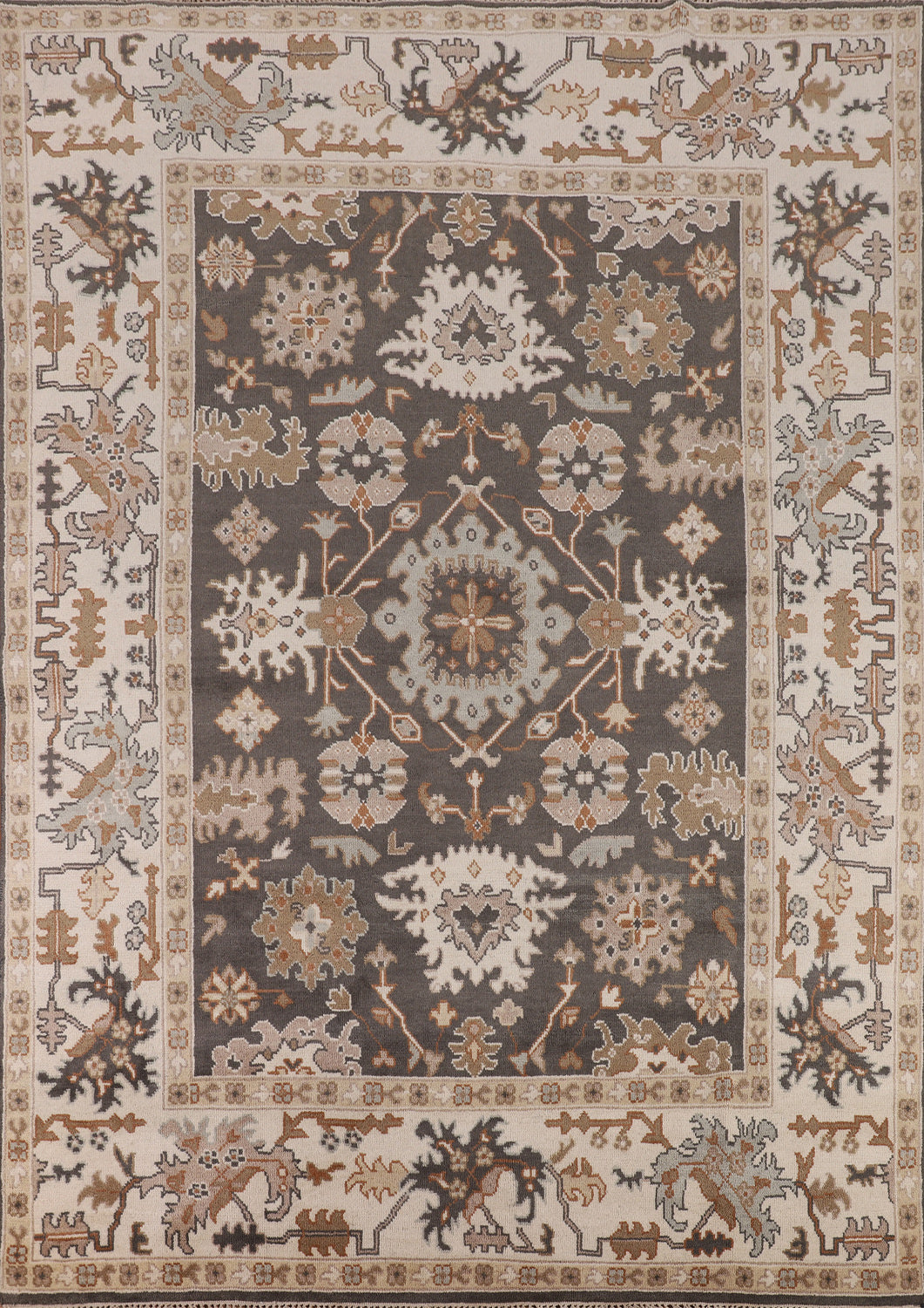 All-Over Floral Wool Oushak Indian Area Rug 8x10