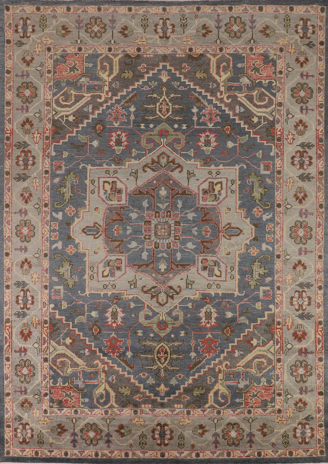 Blue Geometric Heriz Serapi Oriental Area Rug 9x12