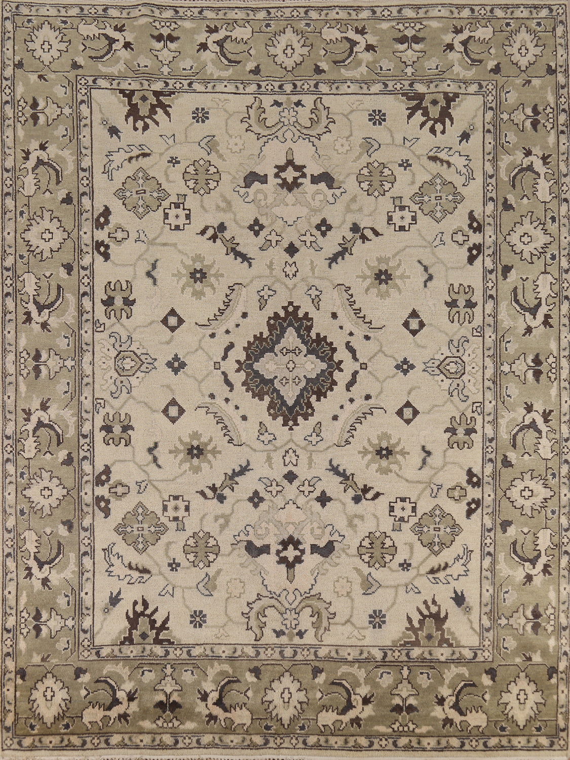 Earth Tone Wool Oushak Indian Area Rug 8x10