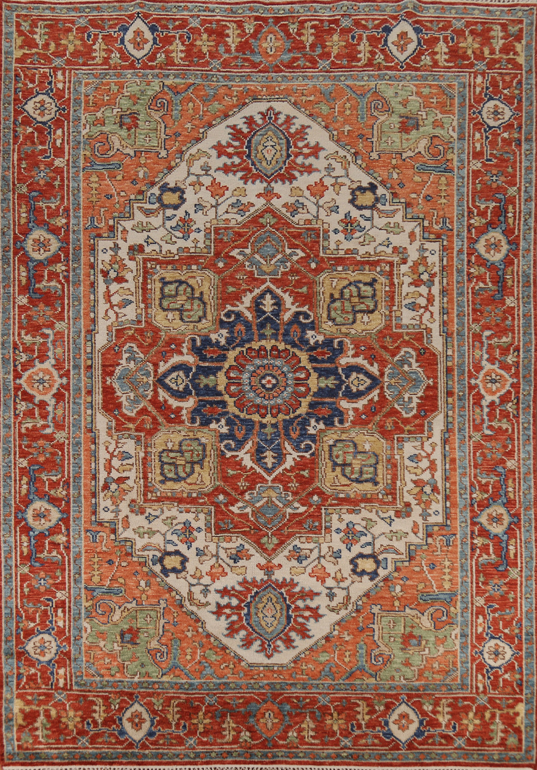 Geometric Wool Heriz Serapi Indian Area Rug 9x12