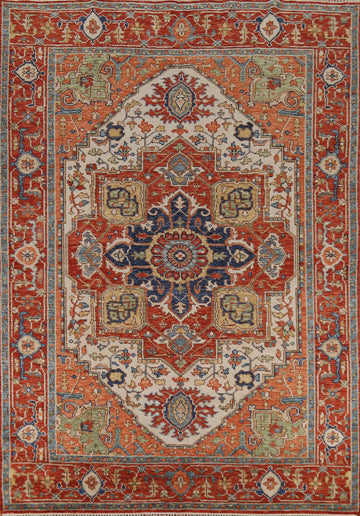 Geometric Wool Heriz Serapi Indian Area Rug 9x12