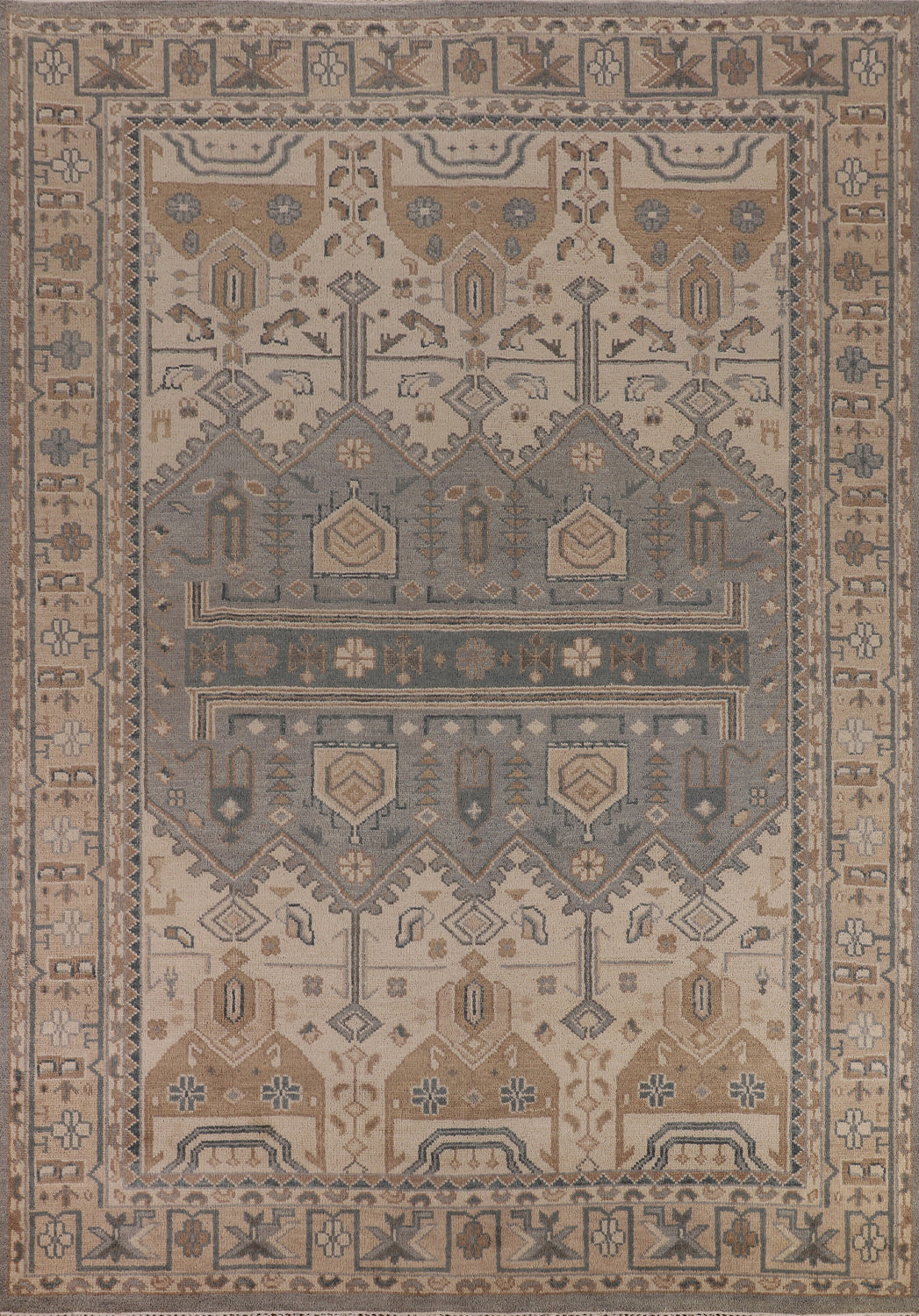 Geometric Khotan Indian Area Rug 9x12